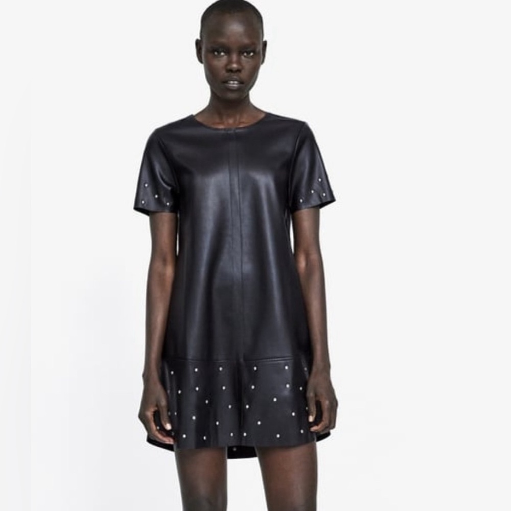 Zara studded faux leather dress, small